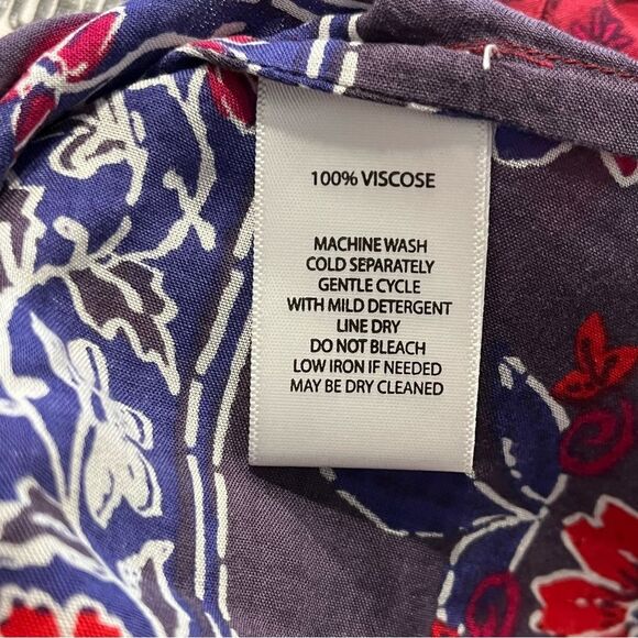 Beach Lunch Lounge Maroon And Navy Floral Boho Peasant Top Size Small - Picture 9 of 9